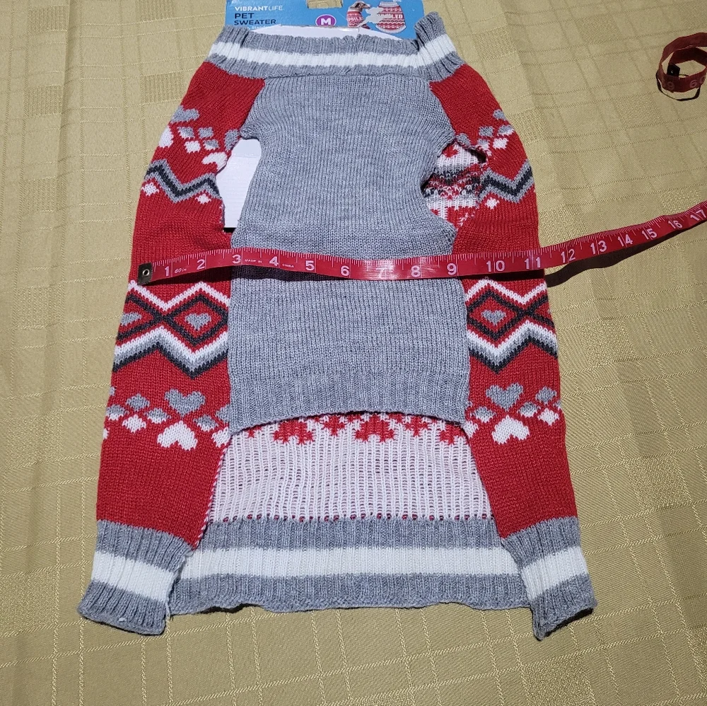 Spoiled Pooch Dog Sweater Animal Graphic Print Hearts Stripe Size Medium Cozy